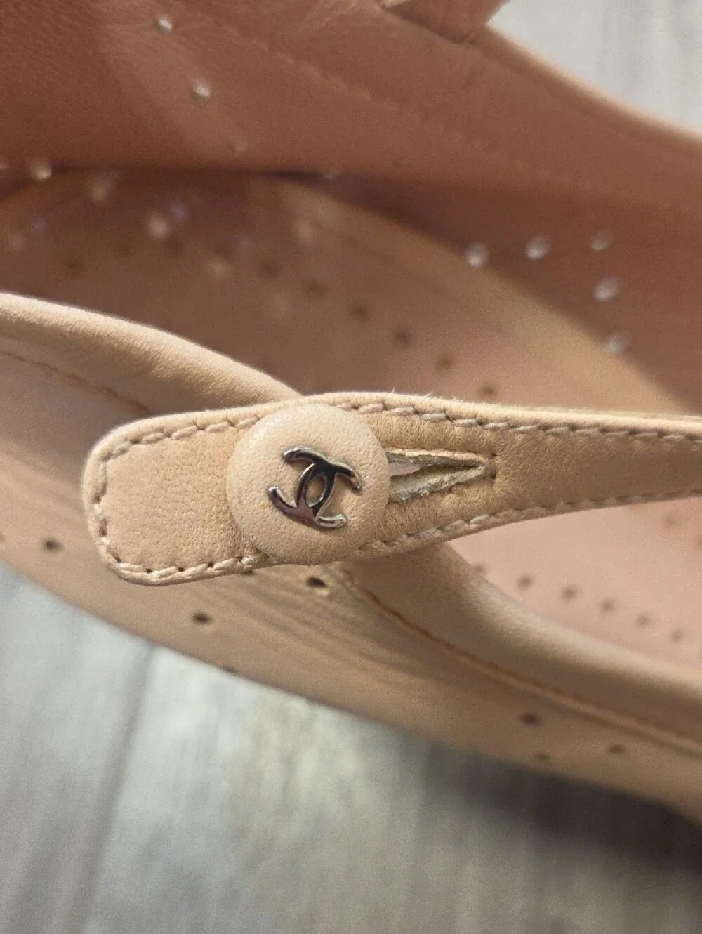 CHANEL Light Pink Peep-Toe Mary Jane Heels with Ankle Strap